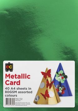 Metallic Card A4 Packet of 40 Asst Colours 9314289033484