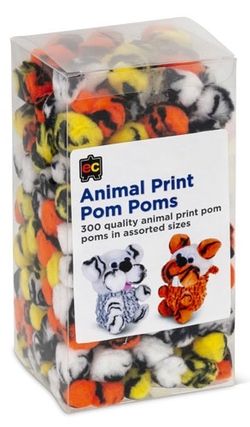 Pom Poms Animal Print Packet 300 Asst Sizes 9314289032913
