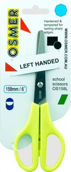 Scissors 158mm Left Handed Osmer Green Handle 9313023011603