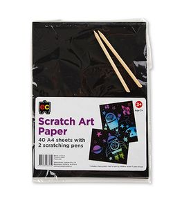 Scratch Art Paper A4 Packet 40 + 2 Scratching Pens 9314289033439