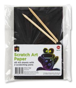 Scratch Art Paper A5 Packet 40 + 2 Scratching Pens 9314289033446