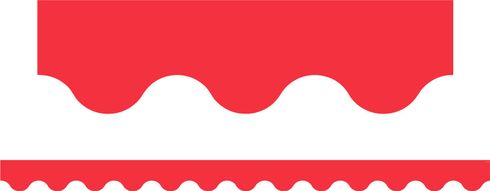 Primary Colours (Red) - Scalloped Border (Pack of 12)