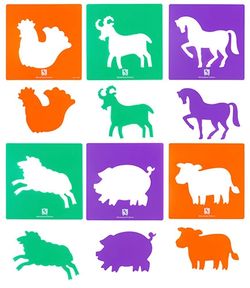 Stencil Farmyard Animals Set Of 6 9314289012793