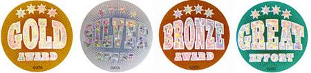 Sports Rewards Stickers - Gold Silver Bronze Great Effort - Pk 96 SR703
