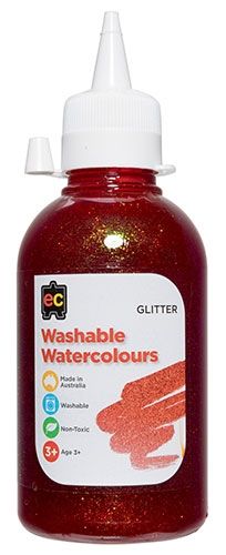 Washable Glitter Watercolour 250ml Orange 9314289028336