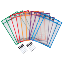DRY ERASE SLEEVES A4 PK 10 WITH DRY ERASE MARKERS WRITE N WIPE
