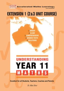 Understanding Year 11 Extension 1 Maths 9781875462117