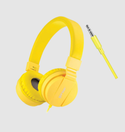 HEADPHONES OVER EAR STYLE FOLDING COMFORT EAR PADS 3.5MM YELLLOW