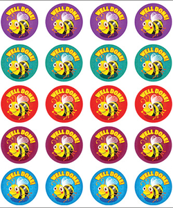 Stickers - Bee-Well Done - Pk 100  RIC9249