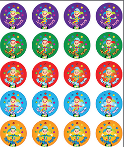 Stickers - Juggler-Terrific Work - Pk 100  RIC9251