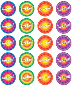 Stickers - Tie-Dyed - Pk 100  9321862005547