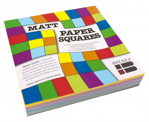 Single Sided Paper Squares (Assorted Colours, 254mm, Pack of 360, Matt) 9310703800502
