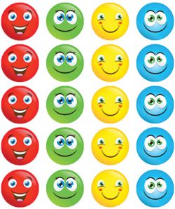 Smiley Face Stickers Pkt 100 9321862006759