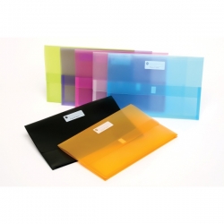 Translucent Document Wallet Plastic Velcro Closure Foolscap Assorted Colours Marbig Polypick (Assorted Colours, Each) 9312311201108