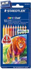 Colour Pencils Jumbo Triangular Pack of 10 with Sharpener Staedtler Noris Club (Pack of 10) 4007817130087