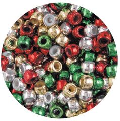 Pony Beads Christmas Pk 1000pc, Gr,Rd,Gld &amp; Silv 9314289015060