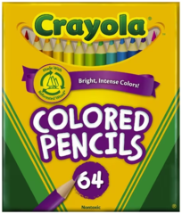 Colour Pencils Half Length Pk 64 Crayola 87mm Long Round 3.3mm Leads