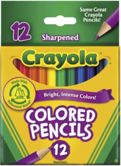 Colour Pencils Half Length Pk 12 Crayola 87mm Long Round 3.3mm Leads