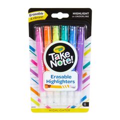 Highlighter Pk 6 Crayola Take Note Erasable
