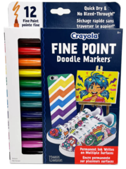Permanent Markers Fine Pk 12 Crayola Doodle & Draw Low Odour