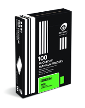 Manilla Folder Fcap Box 100 Green - Olympic 9310029938644