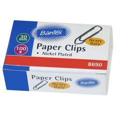 Paper Clips 28mm Pk 100 Bantex 5702238690002