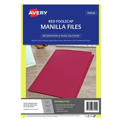 Avery Red Manilla Folder Foolscap, 186 GSM