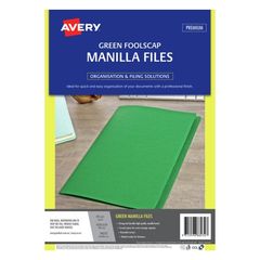 Avery Green Manilla Folder Foolscap, 186 GSM