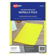 Avery Yellow Manilla Folder Foolscap, 186 GSM