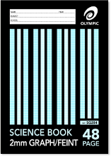 Science Book A4 48 Page Olympic Stripe 8mm Feint Rule + 1/3 8mm Feint Rule &amp; 2/3 2mm Graph Squares Interleaved Stapled [SG284] 9310029050667