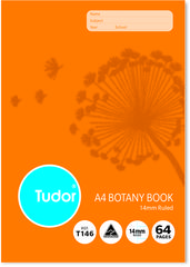Botany Book A4 64 Page Tudor 14mm Feint Rule &amp; Plain Interleaved Stapled [T146i] 9310029050728