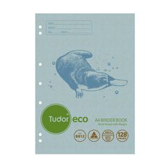 Binder Book A4 128 Page Tudor 8mm Feint Rule ECO 100% Recycled Stapled [B812] 9310029228882