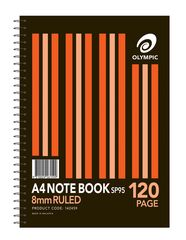 Notebook A4 120 Page Olympic 120 Page 8mm Feint Rule Side Spiral Bound  9310029424598