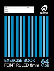 Exercise Book 9x7 64 Page Olympic Stripe 8mm Feint Rule Stapled 225mmx175mm [E2864] 9310353004947