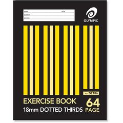 Exercise Book 9x7 64 Page Olympic Stripe 18mm Dotted Thirds Stapled 225mmx175mm [D2186] 9310353006194