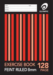 Exercise Book 9x7 128 Page Olympic Stripe 8mm Feint Rule Stapled 225mmx175mm [E2812] 9310353008839