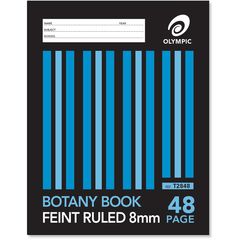 Botany Book 9x7 48 Page Olympic Stripe 8mm Feint Rule &amp; Plain Interleaved Stapled 225mmx175mm [T2848] 9310353022606