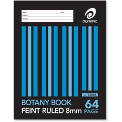 Botany Book 9x7 64 Page Olympic Stripe 8mm Feint Rule &amp; Plain Interleaved Stapled 225mmx175mm [T2864] 9310353023788