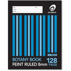 Botany Book 9x7 128 Page Olympic Stripe 8mm Feint Rule &amp; Plain Interleaved Stapled 225mmx175mm [T2812] 9310353025218