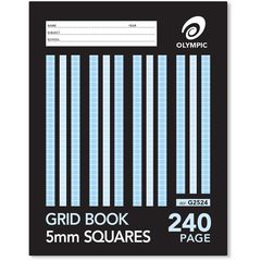 Grid Book 9x7 240 Page Olympic Stripe 5mm Squares Sewn 225mmx175mm [G2524] 9310353029803