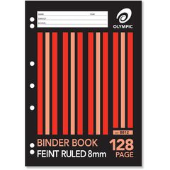 Binder Book A4 128 Page Olympic Stripe 8mm Feint Rule Stapled [B812] 9310353034432