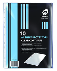 Sheet Protectors A4 Pk 10 Olympic Economy 40 Micron Reinforced Binder Holes 9310353479752