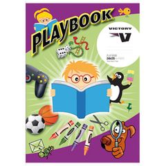 Play Book 64 Page Victory 10m Feint Rule &amp; Plain Interleaved 55gsm Stapled 335mmx240mm [PLB010] 9311181131751
