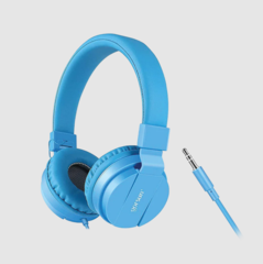 HEADPHONES OVER EAR STYLE FOLDING COMFORT EAR PADS 3.5MM BLUE