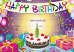 Certificates Card - Happy Birthday Cake  - Pk 100 CE326C