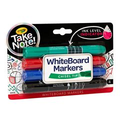 Crayola Take Note Whiteboard Markers Chisel Assorted 4 Pack