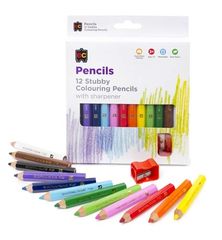 Colour Pencils Jumbo Stubby Pk 12 with Sharpener 9314289008215