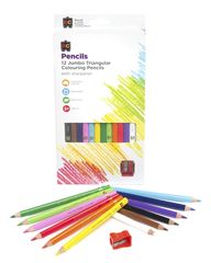 Colour Pencils Jumbo Triangular Washable Pk 12 with Sharpener 9314289008222