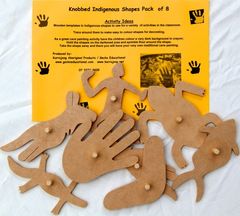 Wooden Indigenous Themed Shapes Pk 8 Approx 110mm Wide - Decorate Your Own 2770000043618