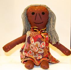 Aboriginal Wiradjuri Female Elder / Aunty Doll Fabric Handmade 360mm High 2770000043663
